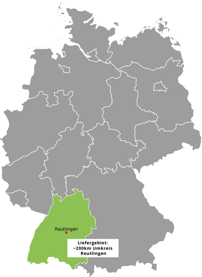 Liefergebiet HK Service GmbH Liefergebiet und Standort HK Service GmbH Reutlingen